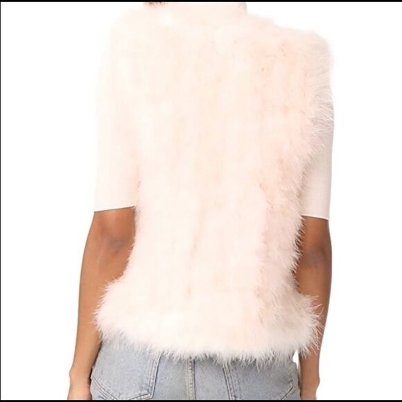 Club Monaco Cream Fur Feather Vest Sz S - Picture 3 of 14